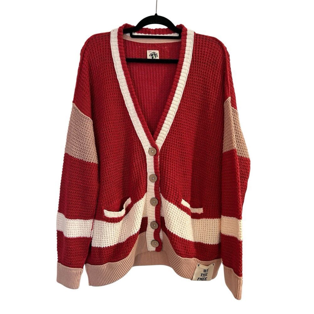 We the Free People Cardigan Chelsea Cardigan Red Medium‎ New - Picture 4 of 8